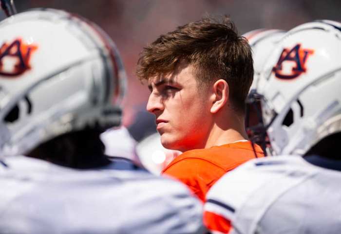 Auburn Tigers quarterback Zach Calzada (10) during the A-Day spring practice at Jordan-Hare Stadium in Auburn, Ala., on Saturday, April 9, 2022